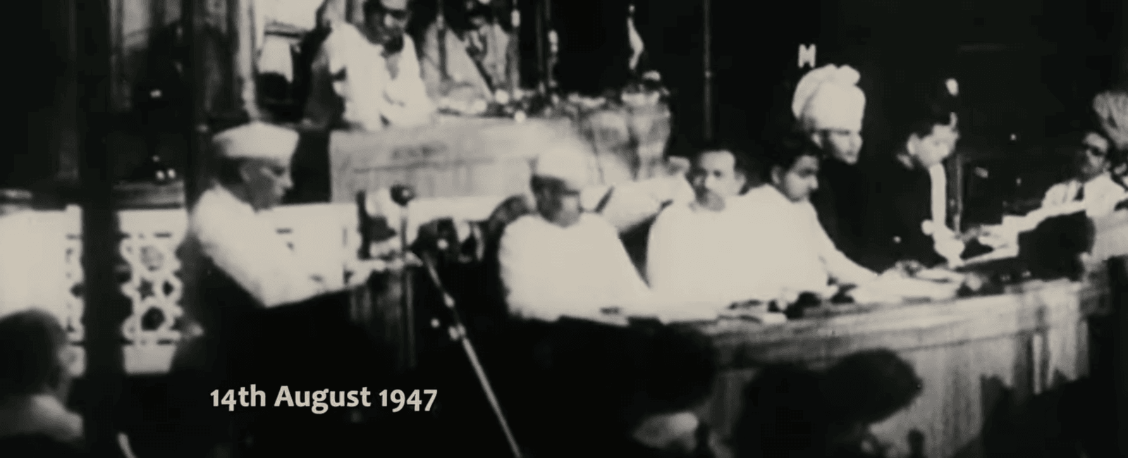 Archival image captioned 14th August 1947, India’s independence